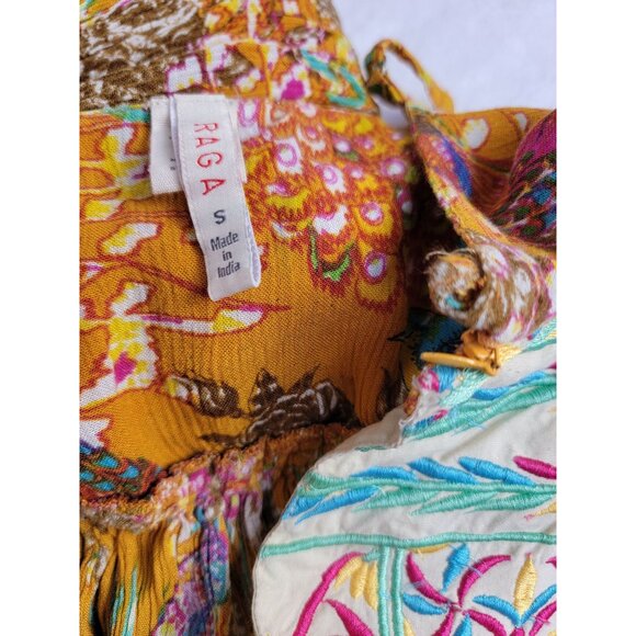 Raaga Womens Embroidered Maxi Dress Small Multicolor Bohemian Adjustable Straps - Picture 3 of 10